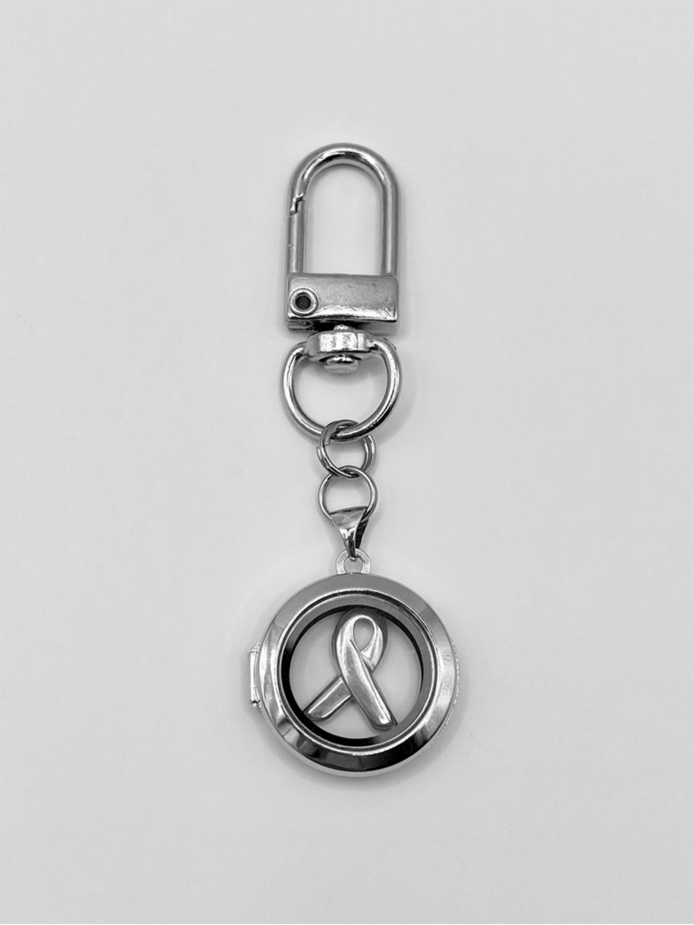 Stainless Steel Glass Floating Locket, Sterling Silver Awarness Charm, Bag Charm